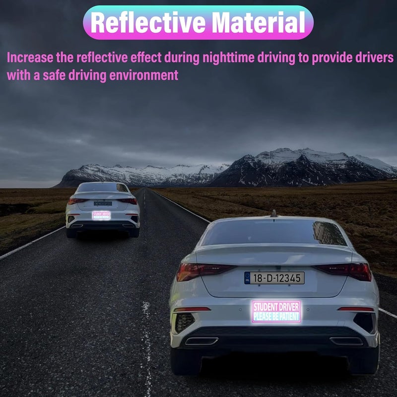 BFXM 4 PCS Student Driver Magnet for Car, New Driver Magnet for Car, Please Be Patient Funny Magnetic Student Driver,Reusable Movable Reflective Safety Warning Bumper Magnets - Image 4